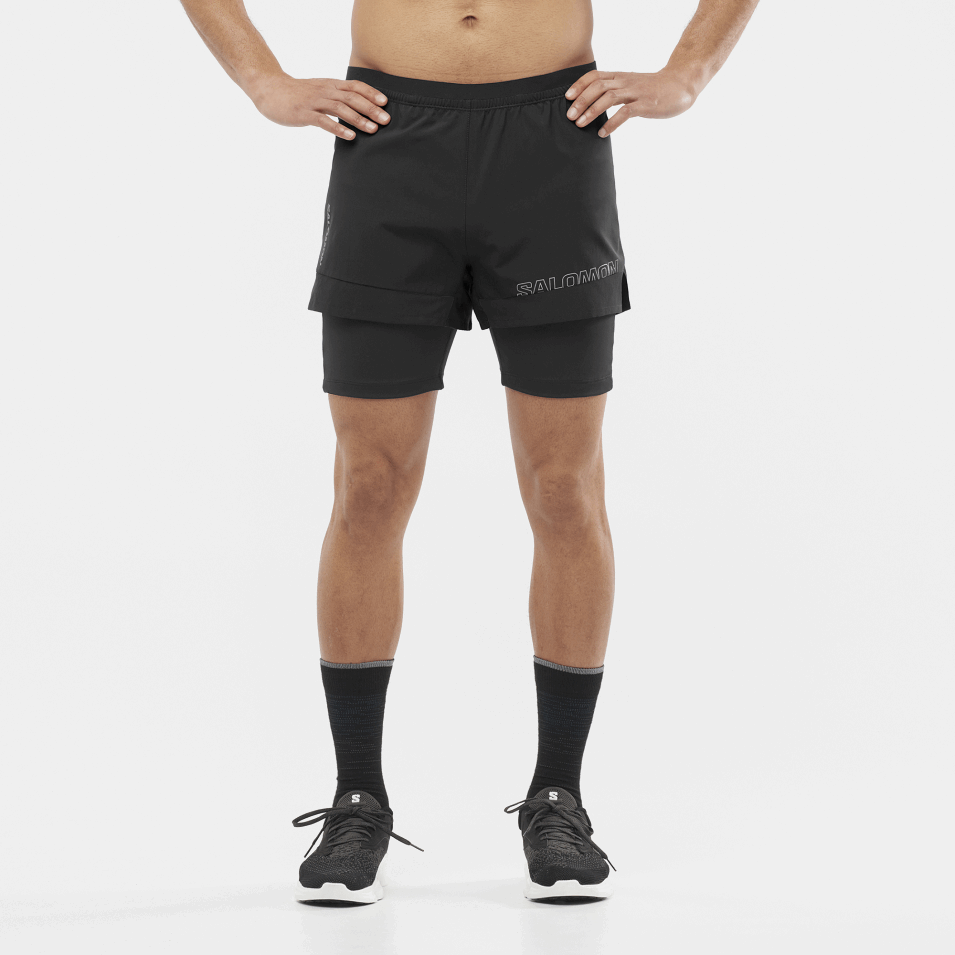 Menns Shorts Cross 2in1 Dyp Svart
