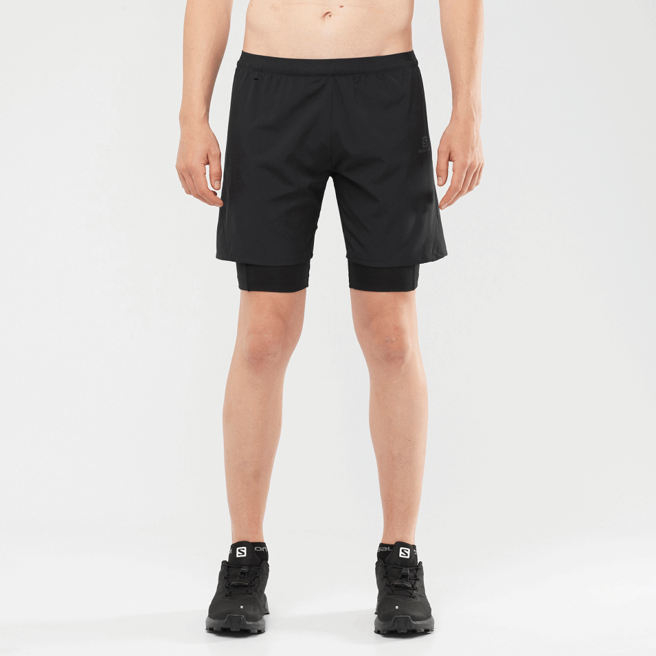 Menns Shorts Svart Tvillingskinn