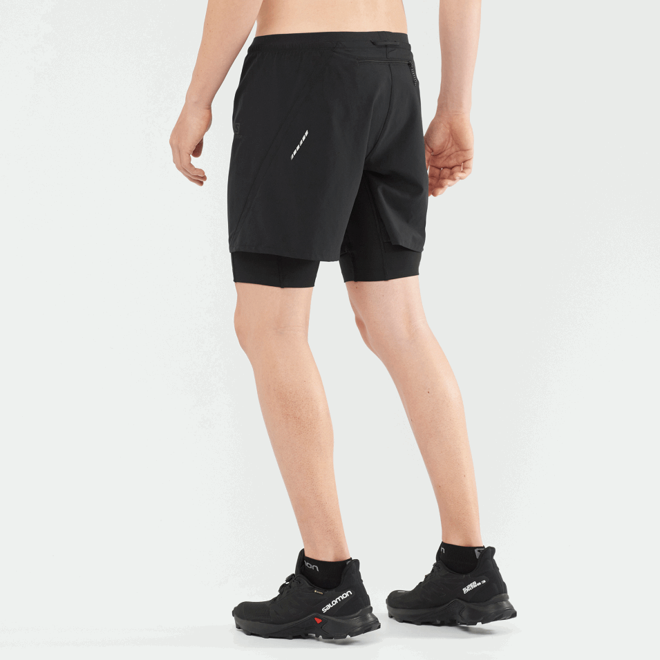 Menns Shorts Svart Tvillingskinn