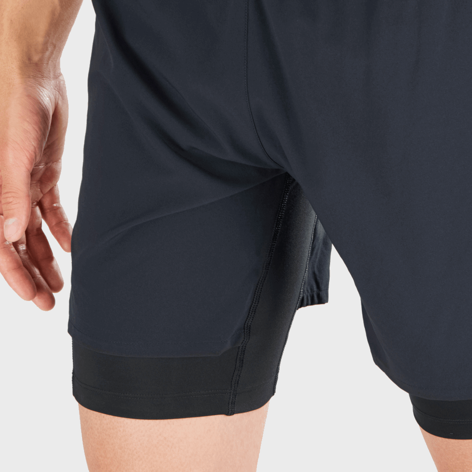 Menns Shorts Svart Tvillingskinn