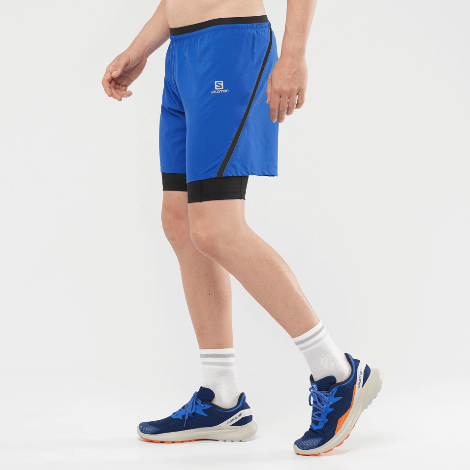 Menns Shorts Kryss Tvillingskinn Nautisk Blå-svart