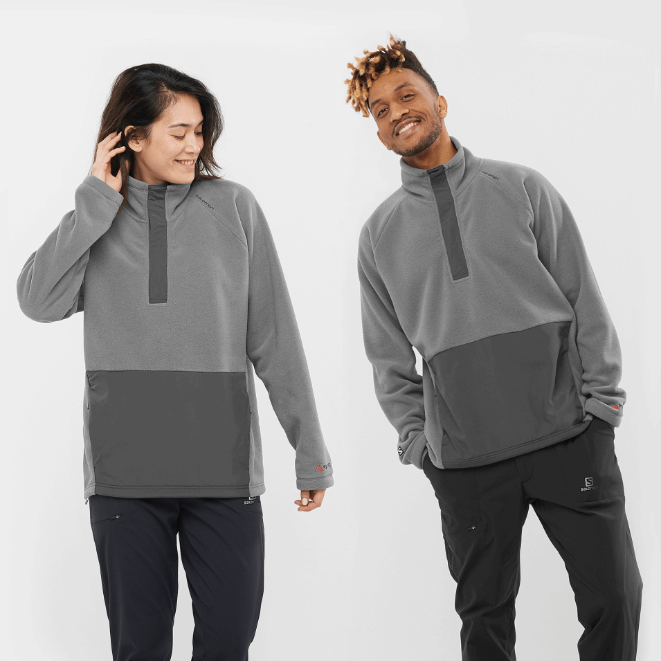 Unisex Halv Glidelås Midlayer Outlife Polartec Halz Glidelås Mellomgrå