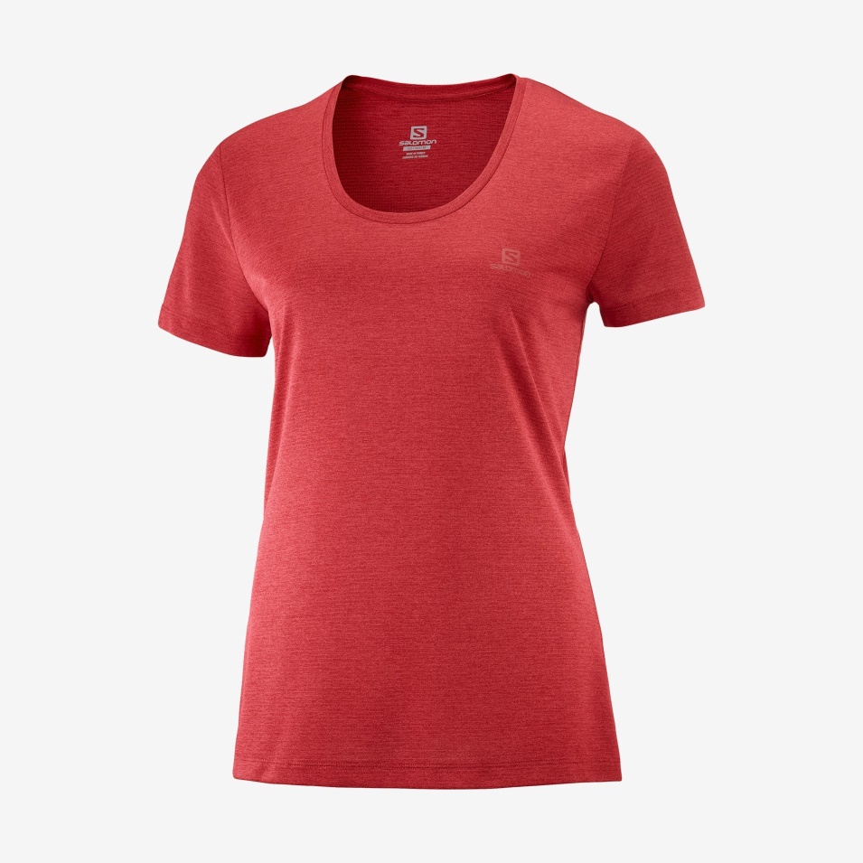 Kortermet T-skjorte For Kvinner Smidig Rød Chili-heather-scarlet
